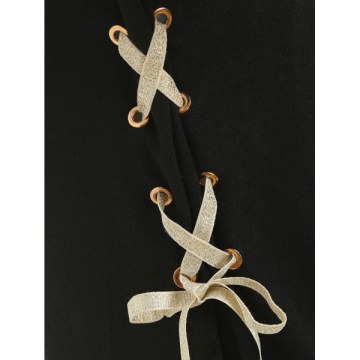 Side Lace Up ini Knit Dress - Black