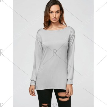 ide lit Lace Crochet Tunic T-shirt - Gray