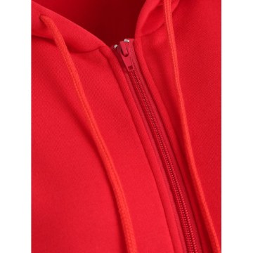 ide triped Pocket Drawstring Hoodie - Chestnut Red