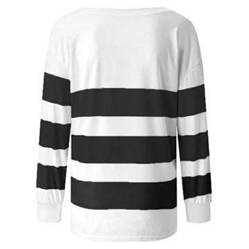 Skew Collar Colorblock Long Sleeve Top - Black