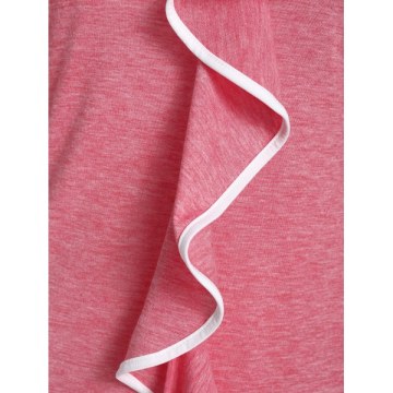 Skew Collar Two Tone Flounce T Shirt - Pink Rose