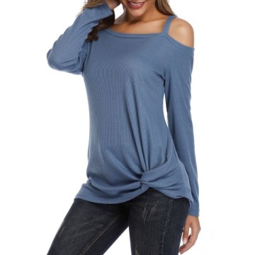 kew Neck Twisted Longline Top - ilk Blue