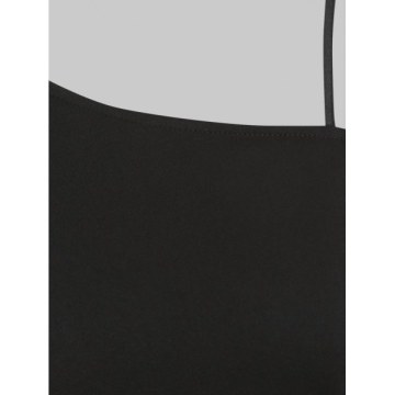 kew Neck Two Tone Midi Dress - Black