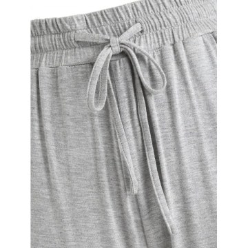 Sleepwear Drawstring Flare Pants - Light Gray