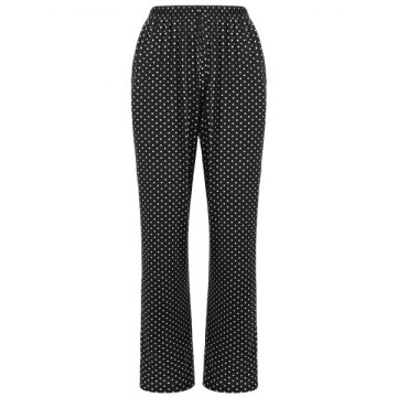 Sleepwear Polka Dot Print Pants - Black