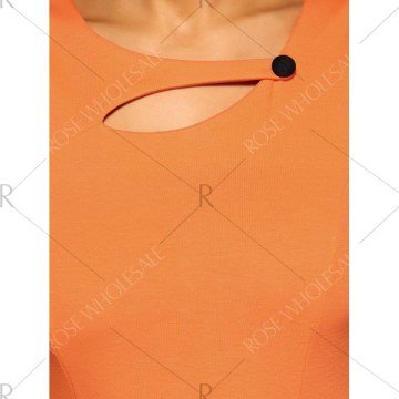 Sleeveless Peplum Work Dress - Sweet Orange