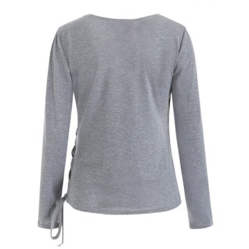 Slim Fit Criss Cross Ruched Top - Gray