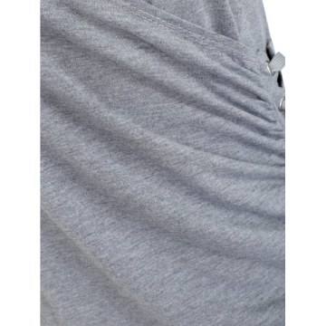 Slim Fit Criss Cross Ruched Top - Gray