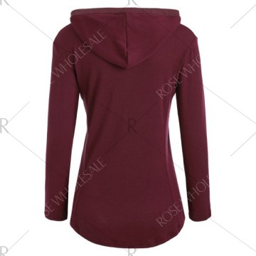 Slim Fit Kangaroo Pocket Hoodie - Wine Red