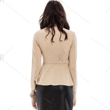 lim Fit Zip Up Peplum Jacket - Off-white