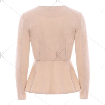 lim Fit Zip Up Peplum Jacket - Off-white