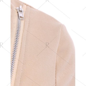 lim Fit Zip Up Peplum Jacket - Off-white