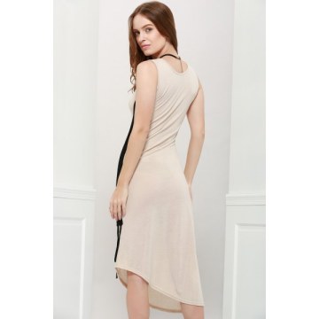 Slimming Side Drawstring Design Khaki Women's Maxi Dress - Khaki One