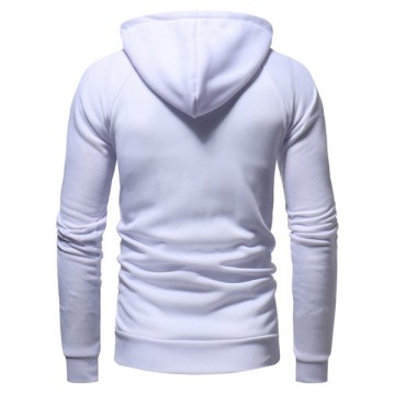 Slimming Zip Fly Drawstring Hoodie - White