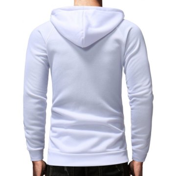 Slimming Zip Fly Drawstring Hoodie - White