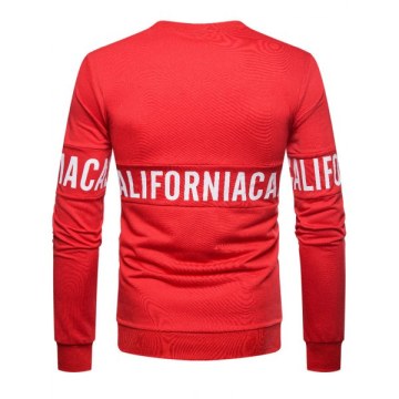 Solid Color Letter Printed Pullover Sweatshirt - Red