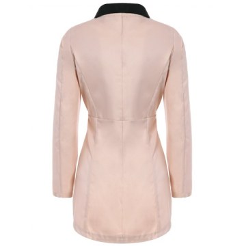 Solid Color Single-Breasted Ladylike Style Long Sleeves Irregular Women's Coat - Pink One