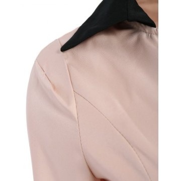 Solid Color Single-Breasted Ladylike Style Long Sleeves Irregular Women's Coat - Pink One