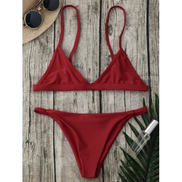 Spaghetti Strap Bikini Suit - Red