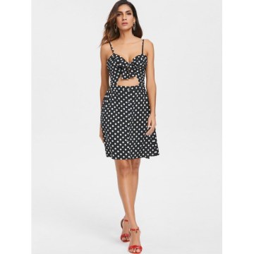 paghetti trap Polka Dot Cut Out Mini Dress - Black