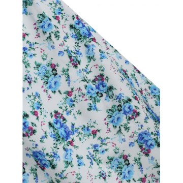 Square Neck Floral Print A Line Dress -