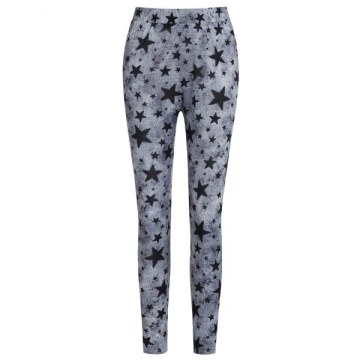 Star Print High Waisted Gothic Leggings - Gray