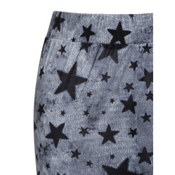 Star Print High Waisted Gothic Leggings - Gray