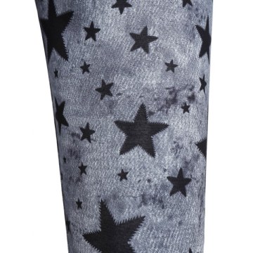 Star Print High Waisted Gothic Leggings - Gray
