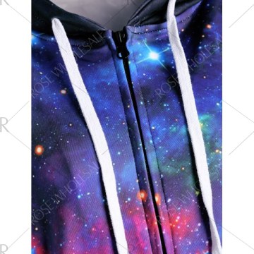 Starry Sky Forest Print Hoodie with Pocket -