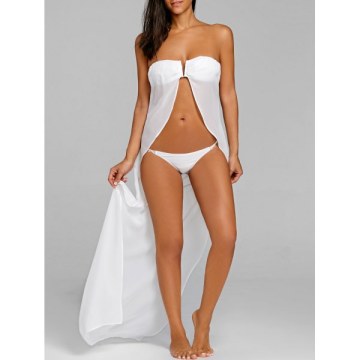 Strapless Bikini with Cover Up - White