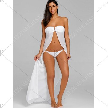 Strapless Bikini with Cover Up - White
