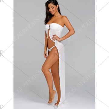 Strapless Bikini with Cover Up - White