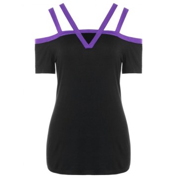 Strappy Cold Shoulder Top - Black