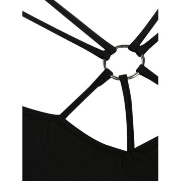 trappy Cut Fit and Flare Dress - Black