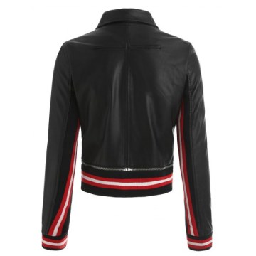 Stripe Detail Motorcycle Jacket - Black