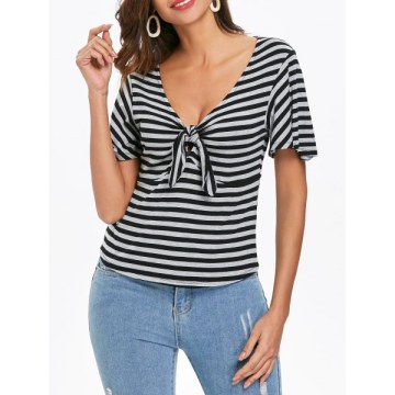 Striped Low Cut T-shirt -