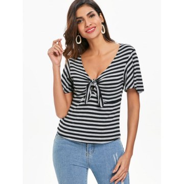 Striped Low Cut T-shirt -