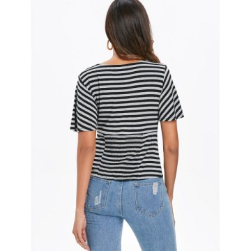 Striped Low Cut T-shirt -