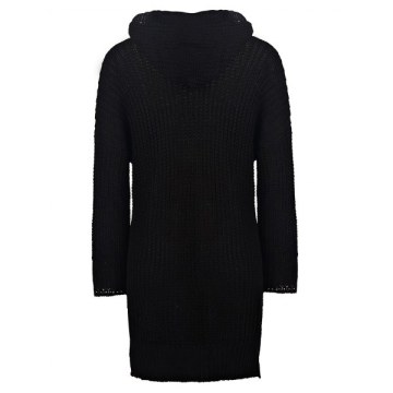 Stylish Hooded Long Sleeve Irregular Hem Women's Oversized Sweater - Black One Size(fit Size Xs To