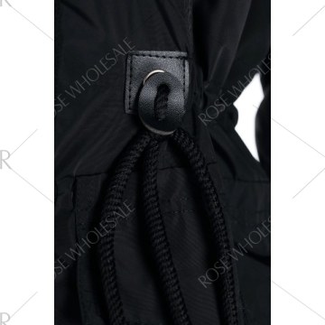 tylish Hooded Long leeve Zippered Faux Fur Embellished Women's Coat - Black