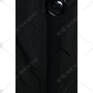 tylish Hooded Long leeve Zippered Faux Fur Embellished Women's Coat - Black