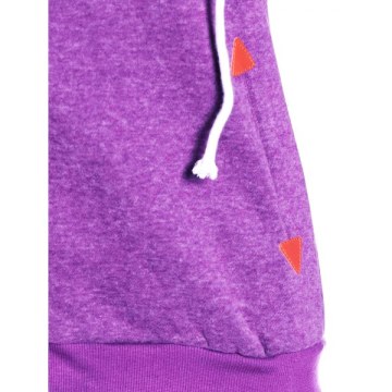 Stylish Hooded Skew Zippered Thick Long Sleeve Hoodie For Women - Purple
