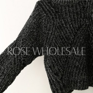 Stylish Jewel Neck Color Stitching Long Sleeve Sweater For Women - Black One Size(fit Size Xs To