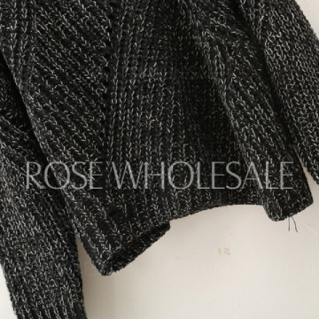 Stylish Jewel Neck Color Stitching Long Sleeve Sweater For Women - Black One Size(fit Size Xs To