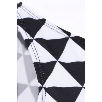 Stylish Round Neck Sleeveless Printed Two-Piece Women's Swimsuit - Black