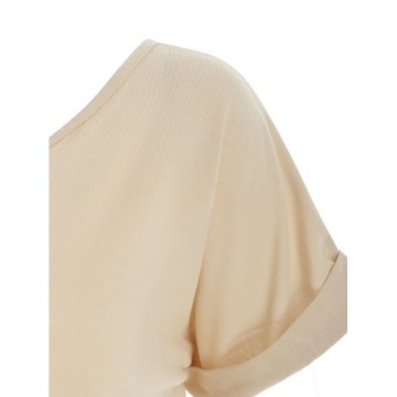 tylish hort leeve coop Neck Lace Embellished Women's T-hirt - Khaki