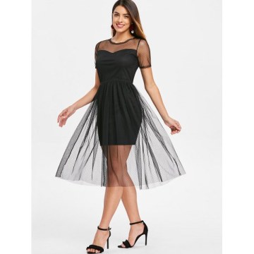 Summer idi esh Overlay Dress - Black