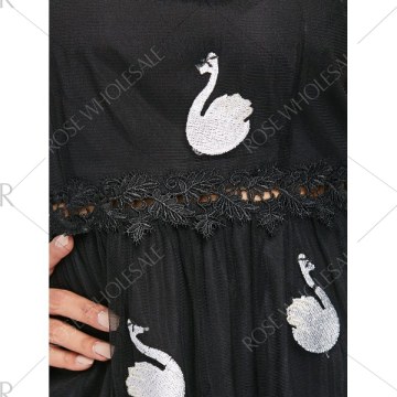 Swan Flounce esh Overlay Dress - Black