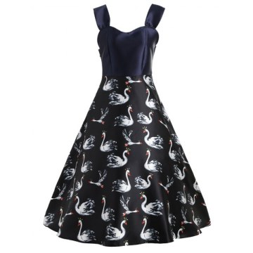 wan Print leeveless wing Dress -