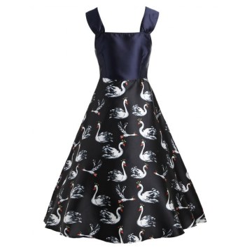 wan Print leeveless wing Dress -